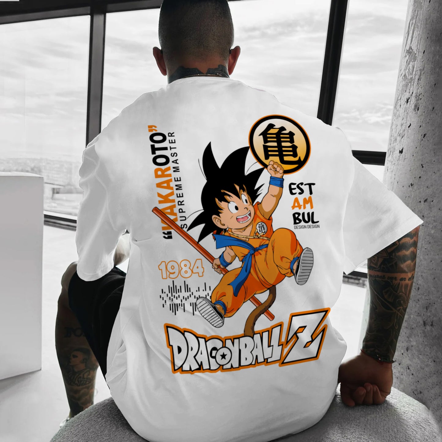 Dragon Ball Super Monkey King Anime Personality Printed Heavy Cotton T-shirt Handsome Cartoon Men's And Women's T-shirt Short-sleeved Shirt