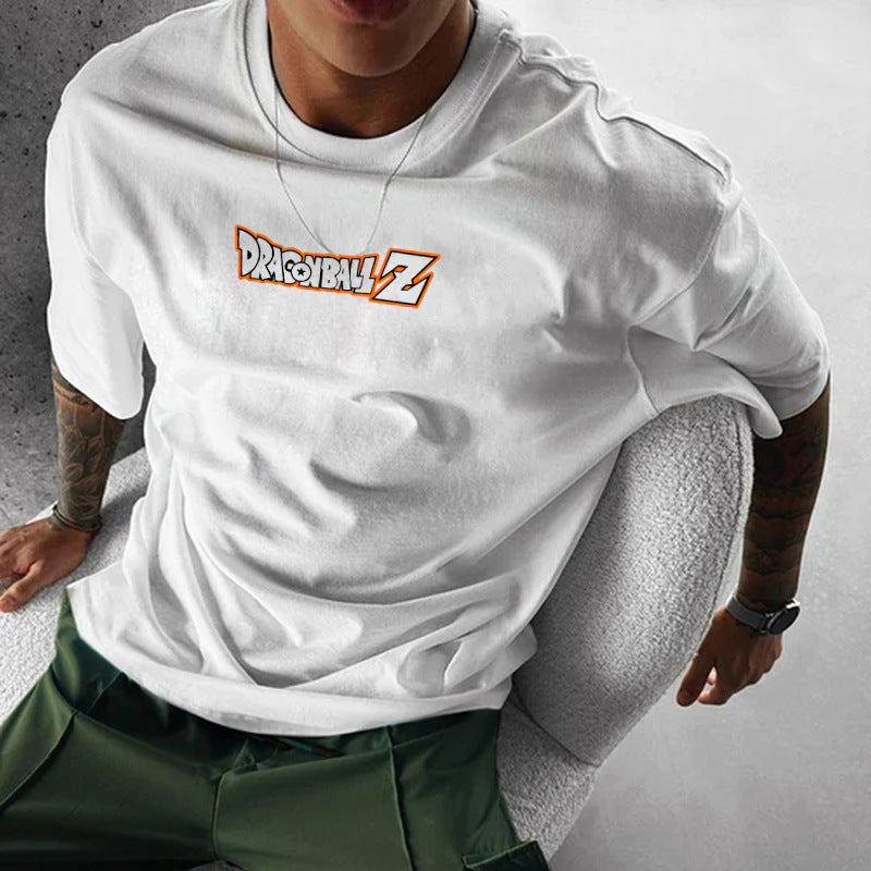 Dragon Ball Super Monkey King Anime Personality Printed Heavy Cotton T-shirt Handsome Cartoon Men's And Women's T-shirt Short-sleeved Shirt