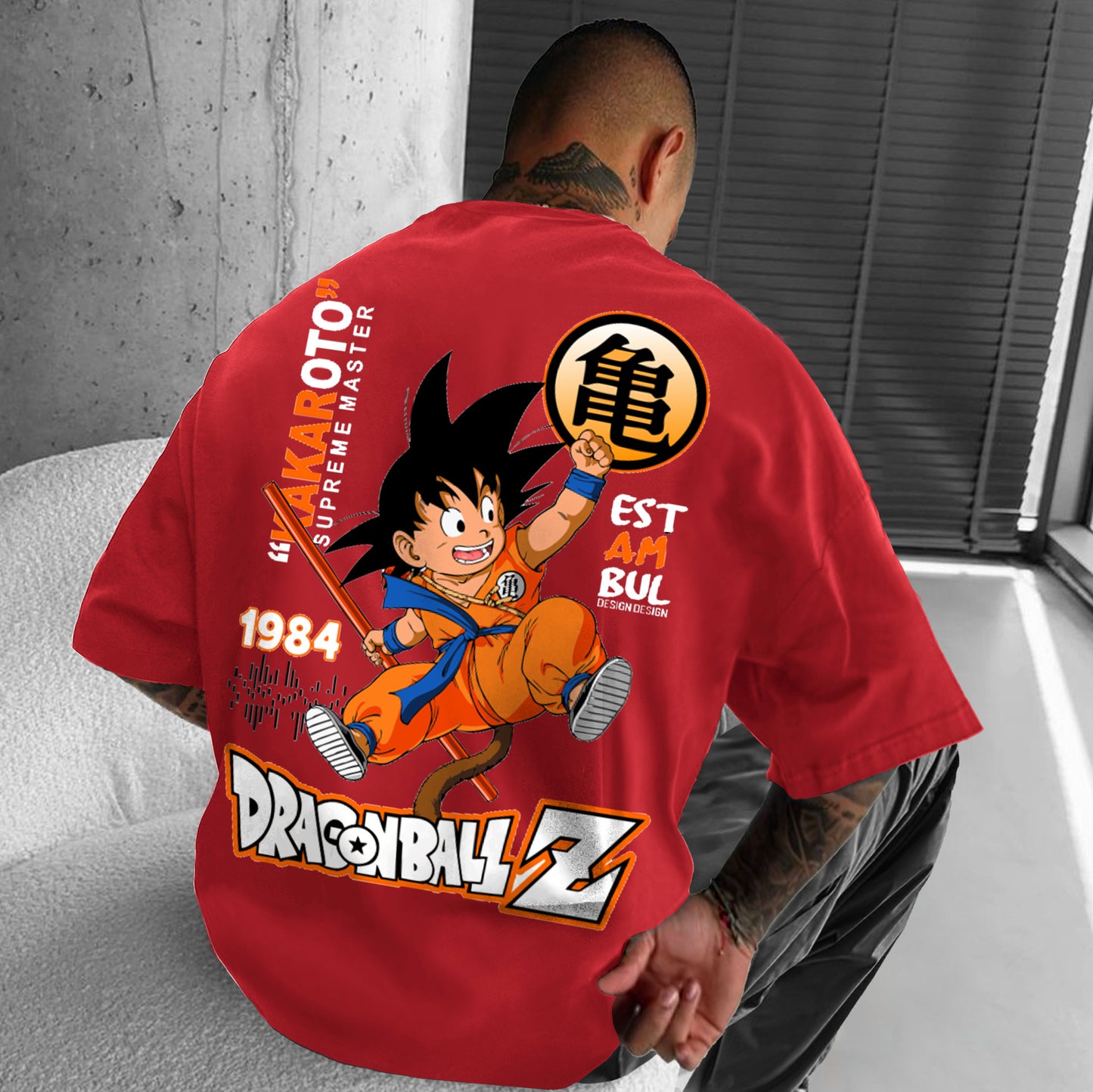 Dragon Ball Super Monkey King Anime Personality Printed Heavy Cotton T-shirt Handsome Cartoon Men's And Women's T-shirt Short-sleeved Shirt