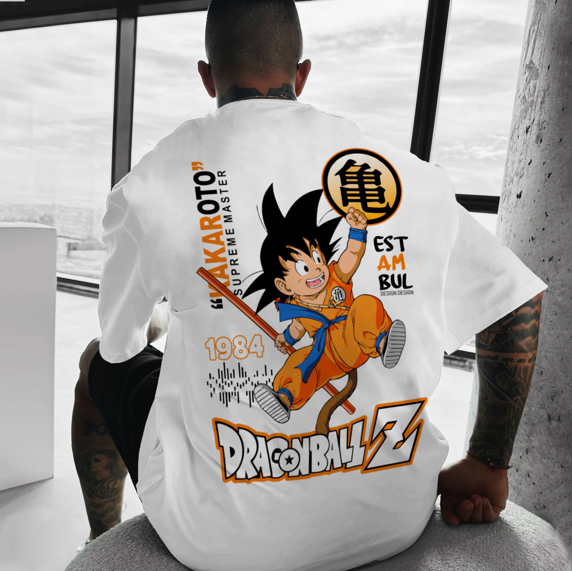 Dragon Ball Super Monkey King Anime Personality Printed Heavy Cotton T-shirt Handsome Cartoon Men's And Women's T-shirt Short-sleeved Shirt