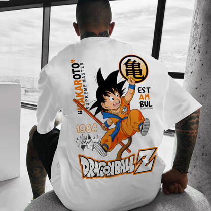 Dragon Ball Super Monkey King Anime Personality Printed Heavy Cotton T-shirt Handsome Cartoon Men's And Women's T-shirt Short-sleeved Shirt