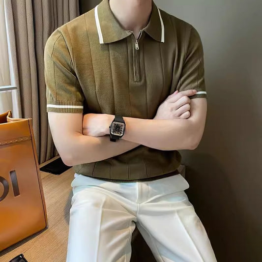 HALF ZIPPER POLO T-SHIRT