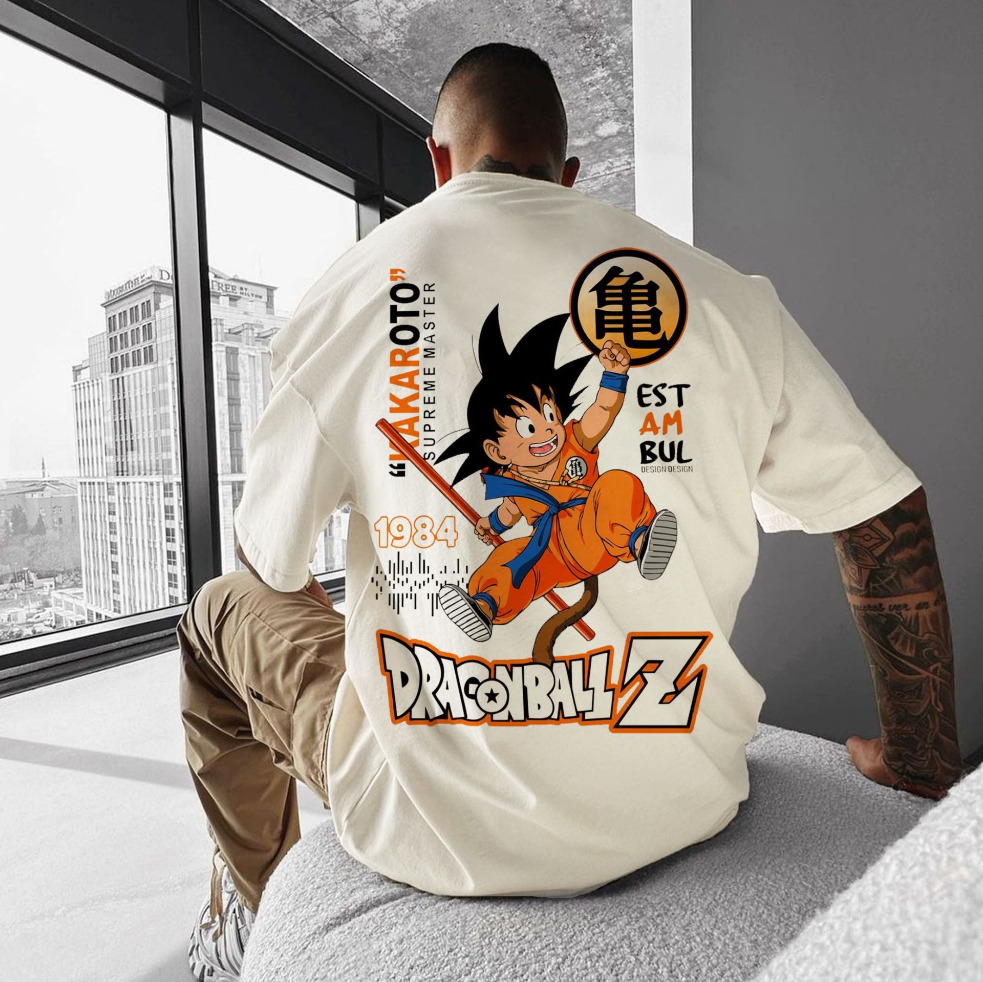 Dragon Ball Super Monkey King Anime Personality Printed Heavy Cotton T-shirt Handsome Cartoon Men's And Women's T-shirt Short-sleeved Shirt