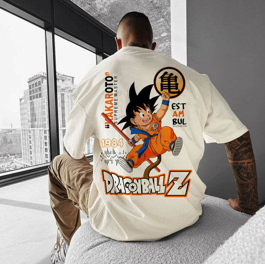 Dragon Ball Super Monkey King Anime Personality Printed Heavy Cotton T-shirt Handsome Cartoon Men's And Women's T-shirt Short-sleeved Shirt